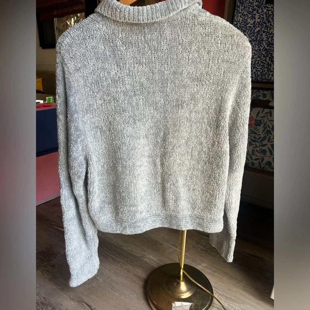 Merona light blue/grey fluffy zipper sweater - Picture 5 of 5